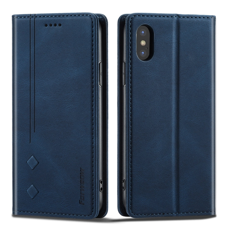 For iPhone X / XS Forwenw F2 Series Magnetic Horizontal Flip Leather Case with Holder & Card Slots & Wallet(Blue) - HoMEdemic™ 