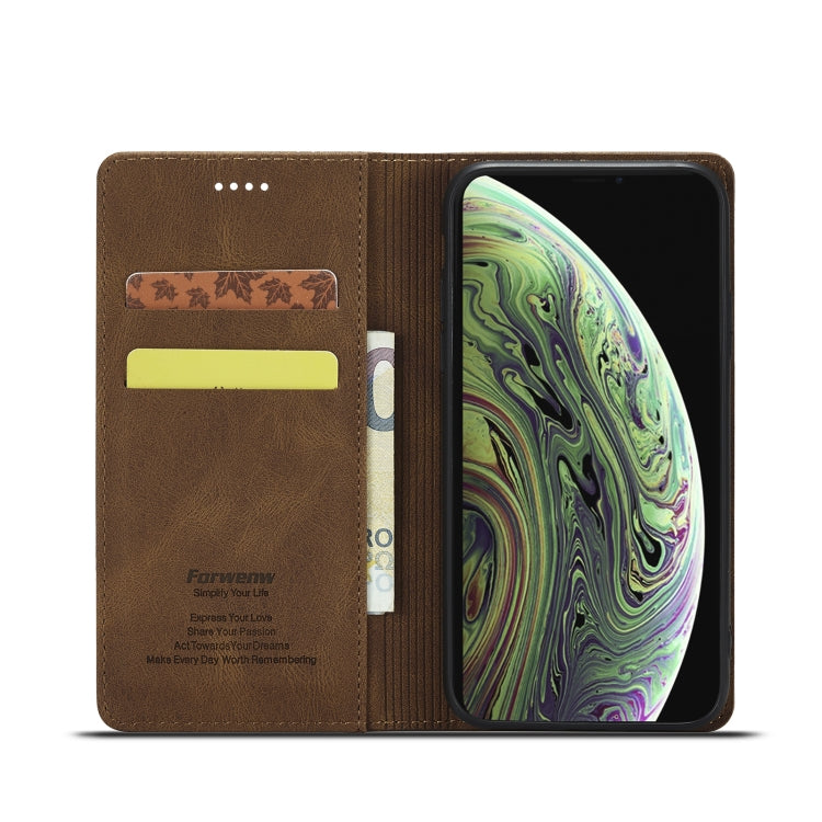 For iPhone XR Forwenw F2 Series Magnetic Horizontal Flip Leather Case with Holder & Card Slots & Wallet(Brown) - HoMEdemic™ 