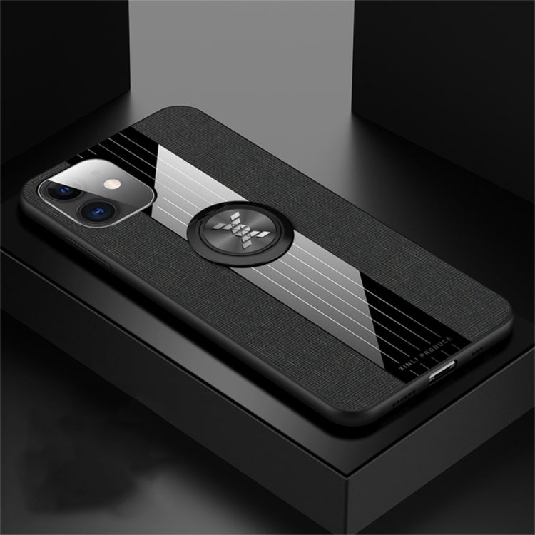 For iPhone 11 XINLI Stitching Cloth Textue Shockproof TPU Protective Case with Ring Holder(Black) - HoMEdemic™ 