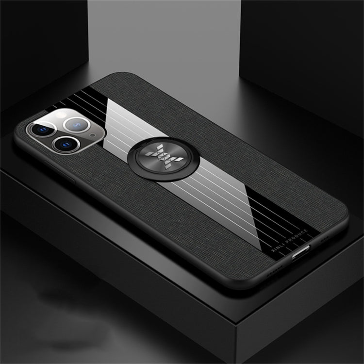 For iPhone 11 Pro Max XINLI Stitching Cloth Textue Shockproof TPU Protective Case with Ring Holder(Black) - HoMEdemic™ 