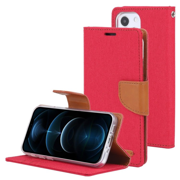 For iPhone 13 GOOSPERY CANVAS DIARY Canvas Texture Horizontal Flip PU Leather Case with Holder & Card Slots & Wallet(Red) - HoMEdemic™ 