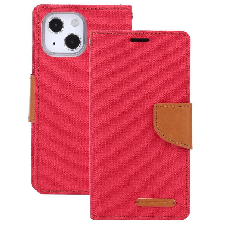 For iPhone 13 GOOSPERY CANVAS DIARY Canvas Texture Horizontal Flip PU Leather Case with Holder & Card Slots & Wallet(Red) - HoMEdemic™ 