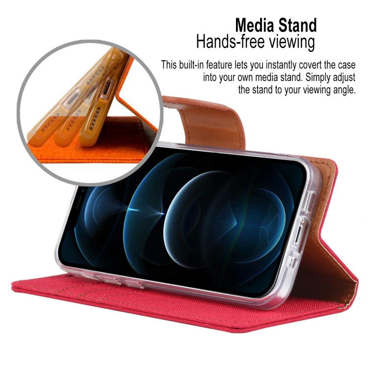 For iPhone 13 GOOSPERY CANVAS DIARY Canvas Texture Horizontal Flip PU Leather Case with Holder & Card Slots & Wallet(Red) - HoMEdemic™ 