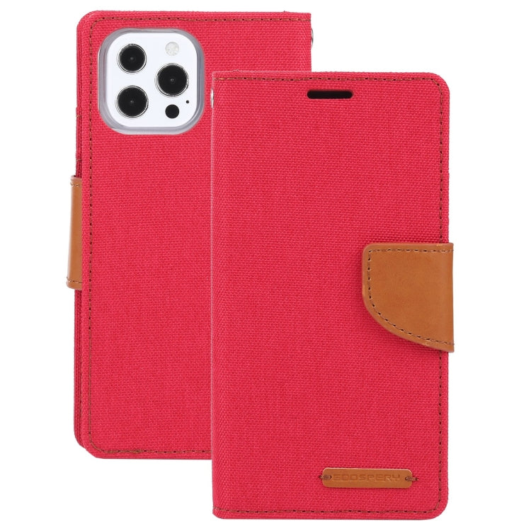 For iPhone 13 Pro GOOSPERY CANVAS DIARY Canvas Texture Horizontal Flip PU Leather Case with Holder & Card Slots & Wallet (Red) - HoMEdemic™ 