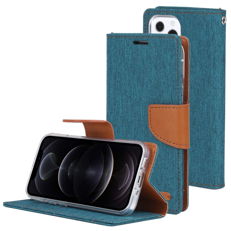 For iPhone 13 Pro GOOSPERY CANVAS DIARY Canvas Texture Horizontal Flip PU Leather Case with Holder & Card Slots & Wallet (Green) - HoMEdemic™ 