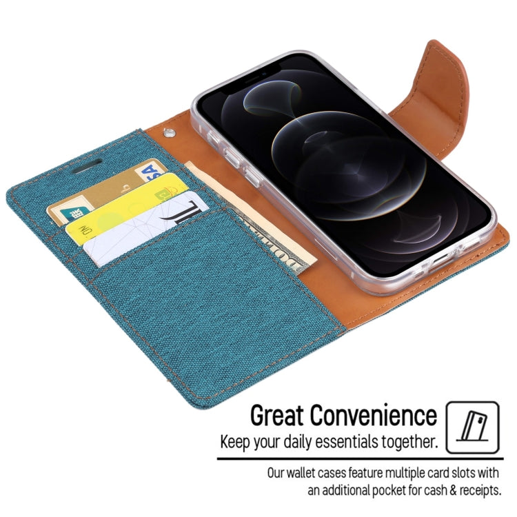 For iPhone 13 Pro GOOSPERY CANVAS DIARY Canvas Texture Horizontal Flip PU Leather Case with Holder & Card Slots & Wallet (Green) - HoMEdemic™ 