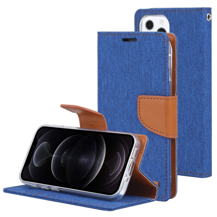 For iPhone 13 Pro GOOSPERY CANVAS DIARY Canvas Texture Horizontal Flip PU Leather Case with Holder & Card Slots & Wallet (Blue) - HoMEdemic™ 