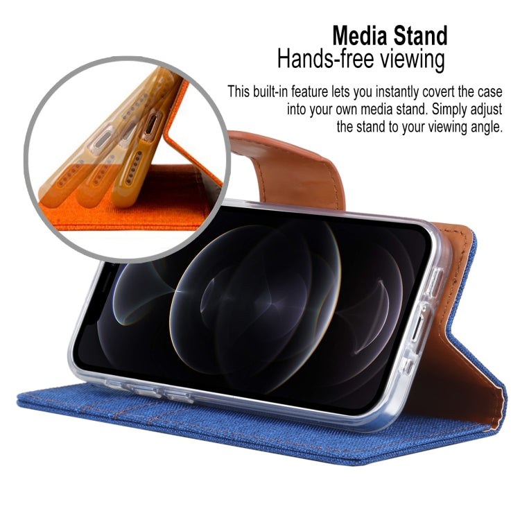 For iPhone 13 Pro GOOSPERY CANVAS DIARY Canvas Texture Horizontal Flip PU Leather Case with Holder & Card Slots & Wallet (Blue) - HoMEdemic™ 