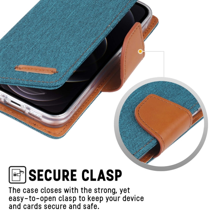 For iPhone 13 Pro GOOSPERY CANVAS DIARY Canvas Texture Horizontal Flip PU Leather Case with Holder & Card Slots & Wallet (Blue) - HoMEdemic™ 