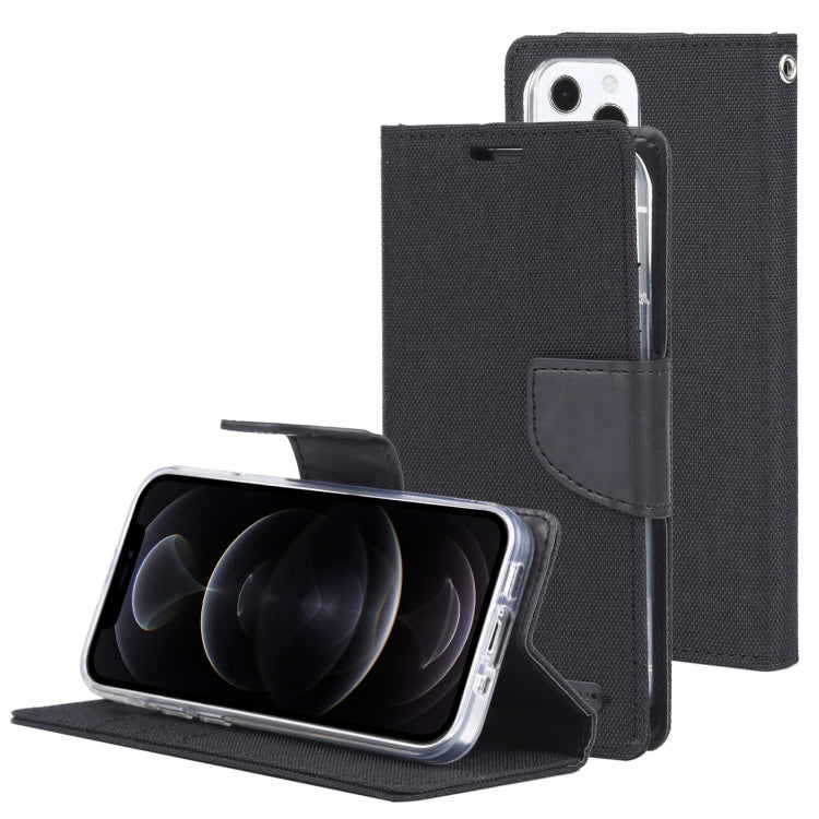For iPhone 13 Pro GOOSPERY CANVAS DIARY Canvas Texture Horizontal Flip PU Leather Case with Holder & Card Slots & Wallet (Black) - HoMEdemic™ 