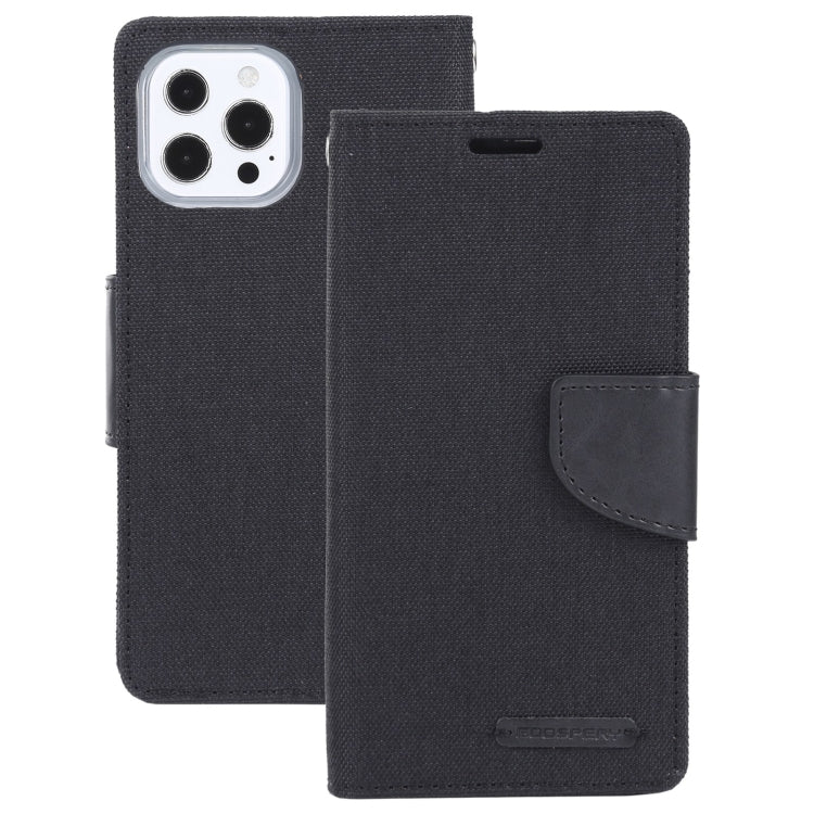 For iPhone 13 Pro GOOSPERY CANVAS DIARY Canvas Texture Horizontal Flip PU Leather Case with Holder & Card Slots & Wallet (Black) - HoMEdemic™ 
