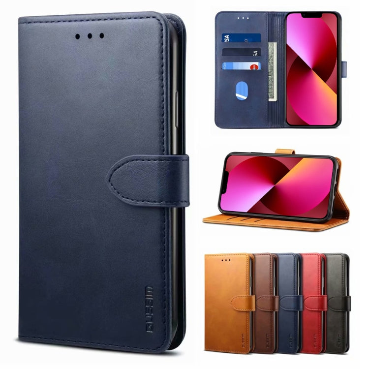 For iPhone 13 GUSSIM Business Style Horizontal Flip Leather Case with Holder & Card Slots & Wallet(Blue) - HoMEdemic™ 