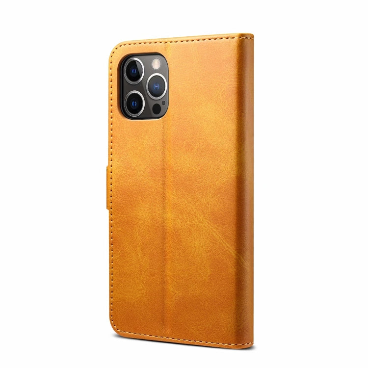 For iPhone 13 Pro GUSSIM Business Style Horizontal Flip Leather Case with Holder & Card Slots & Wallet (Khaki) - HoMEdemic™ 