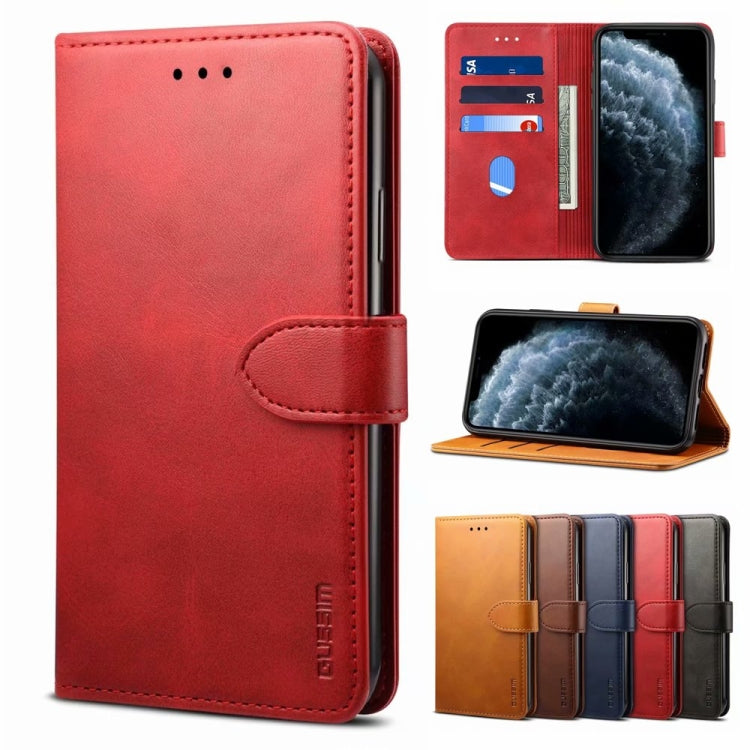 For iPhone 13 Pro Max GUSSIM Business Style Horizontal Flip Leather Case with Holder & Card Slots & Wallet (Red) - HoMEdemic™ 