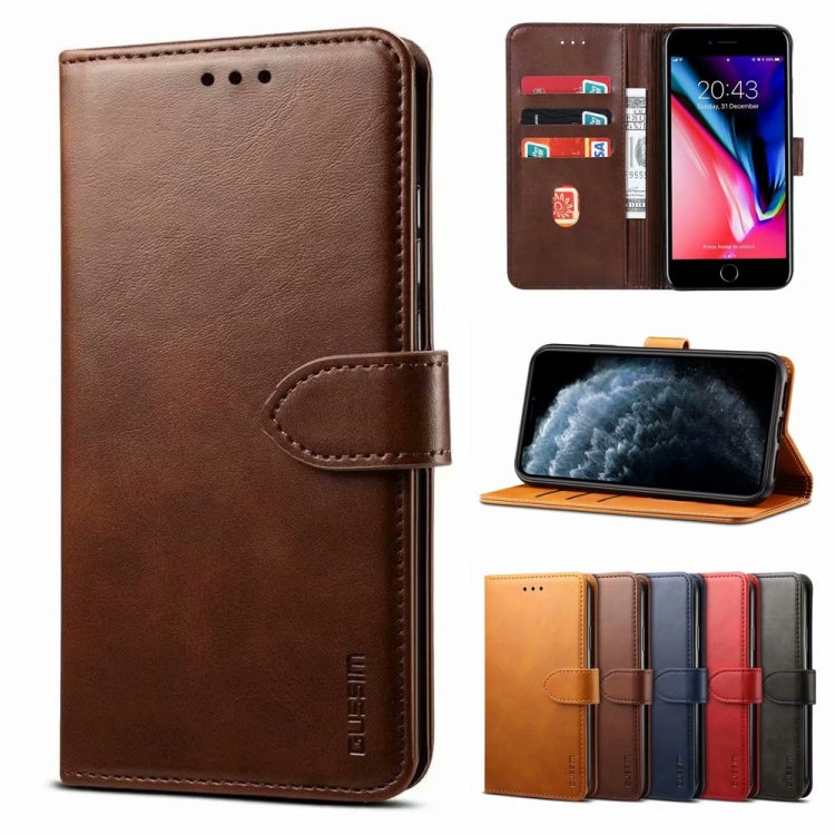 For iPhone 13 Pro Max GUSSIM Business Style Horizontal Flip Leather Case with Holder & Card Slots & Wallet (Brown) - HoMEdemic™ 