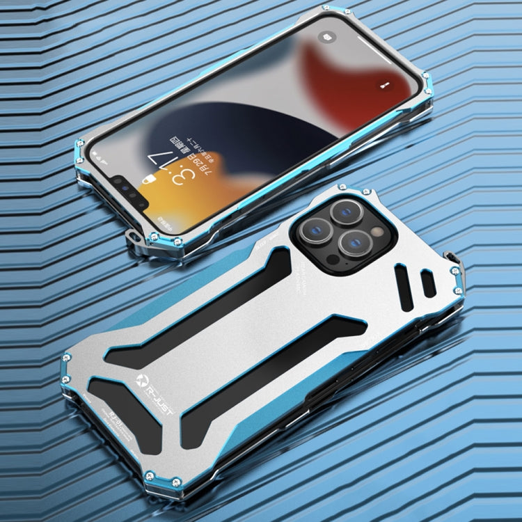 For iPhone 13 mini R-JUST Shockproof Armor Metal Protective Case (Blue) - HoMEdemic™ 
