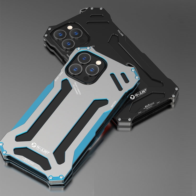 For iPhone 13 mini R-JUST Shockproof Armor Metal Protective Case (Blue) - HoMEdemic™ 