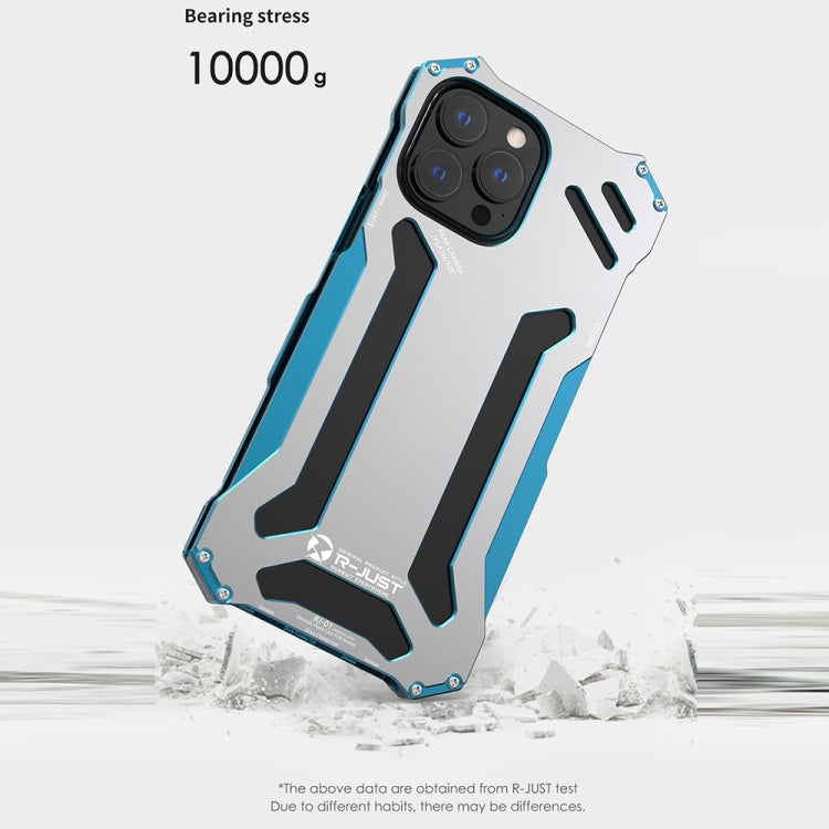For iPhone 13 mini R-JUST Shockproof Armor Metal Protective Case (Blue) - HoMEdemic™ 