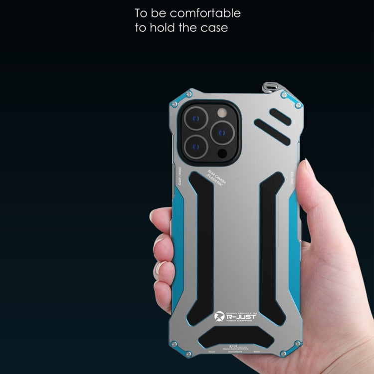For iPhone 13 mini R-JUST Shockproof Armor Metal Protective Case (Blue) - HoMEdemic™ 