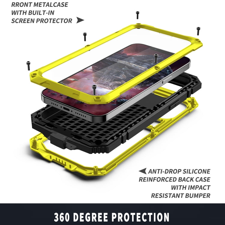 For iPhone 13 Pro R-JUST Shockproof Waterproof Dust-proof Metal + Silicone Protective Case with Holder (Yellow) - HoMEdemic™ 