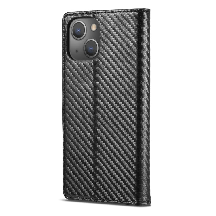 For iPhone 13 mini LC.IMEEKE Carbon Fiber PU + TPU Horizontal Flip Leather Case with Holder & Card Slot & Wallet (Vertical Black) - HoMEdemic™ 