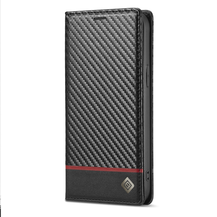For iPhone 13 Pro LC.IMEEKE Carbon Fiber PU + TPU Horizontal Flip Leather Case with Holder & Card Slot & Wallet (Horizontal Black) - HoMEdemic™ 