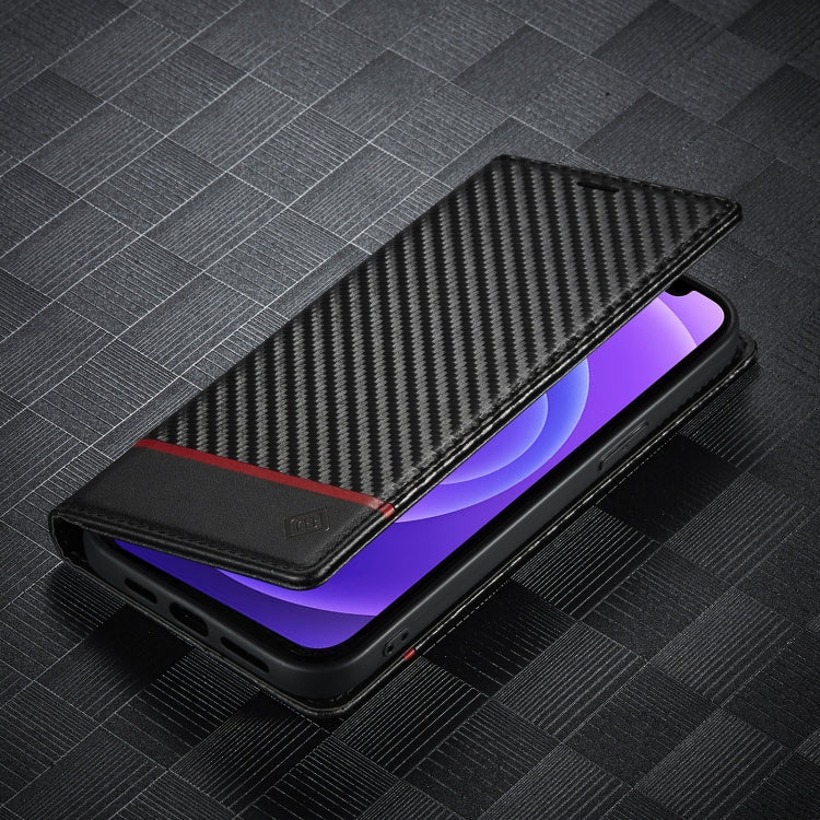 For iPhone 13 Pro LC.IMEEKE Carbon Fiber PU + TPU Horizontal Flip Leather Case with Holder & Card Slot & Wallet (Horizontal Black) - HoMEdemic™ 
