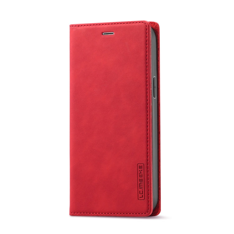 For iPhone 13 mini LC.IMEEKE Strong Magnetic PU + Matte TPU Horizontal Flip Leather Case with Holder & Card Slots & Wallet (Red) - HoMEdemic™ 