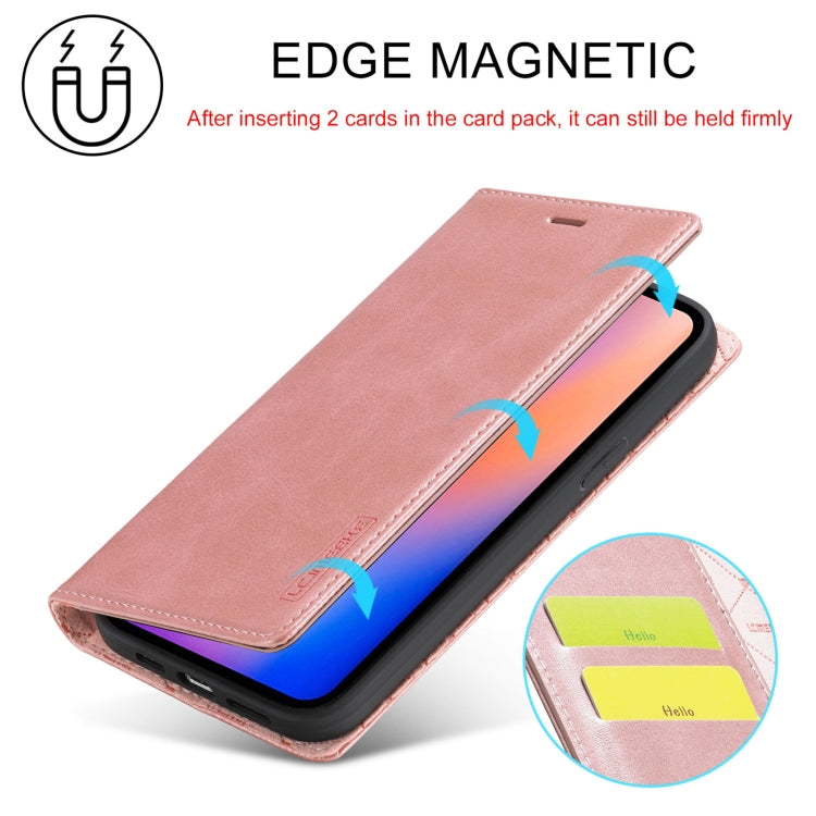 For iPhone 13 mini LC.IMEEKE Strong Magnetic PU + Matte TPU Horizontal Flip Leather Case with Holder & Card Slots & Wallet (Rose Gold) - HoMEdemic™ 