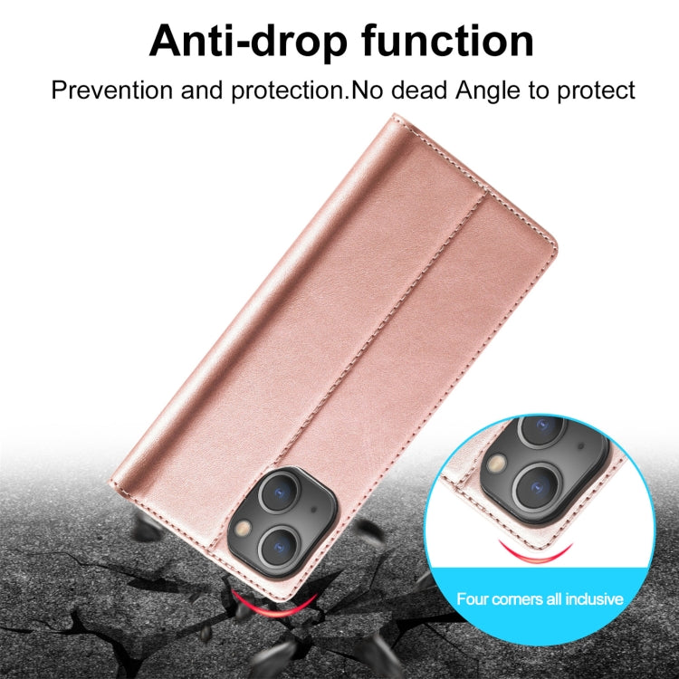 For iPhone 13 mini LC.IMEEKE Strong Magnetic PU + Matte TPU Horizontal Flip Leather Case with Holder & Card Slots & Wallet (Rose Gold) - HoMEdemic™ 