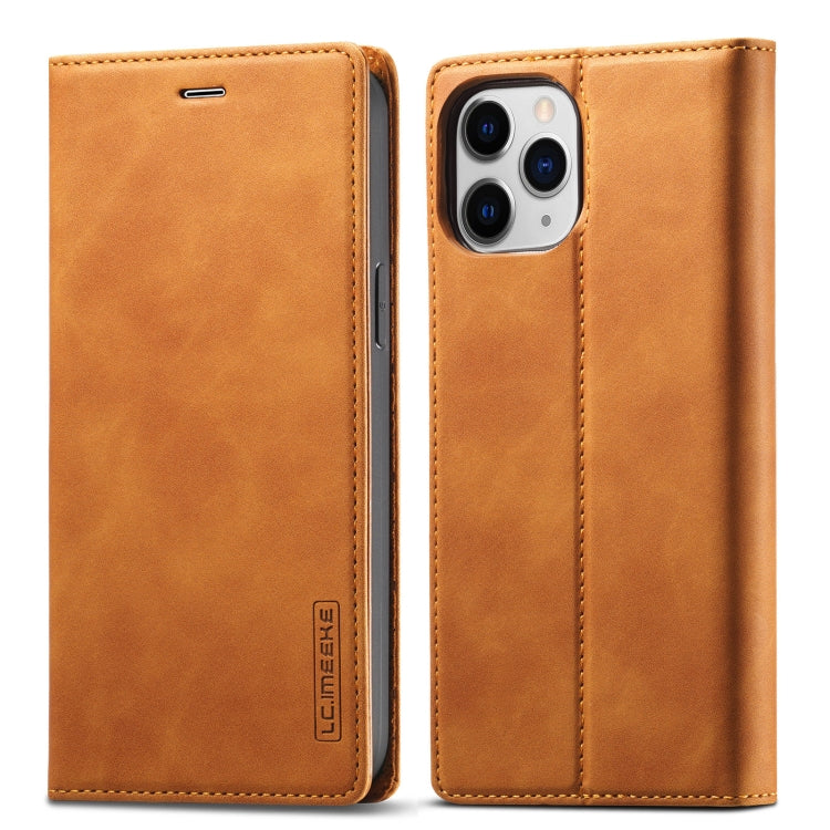 For iPhone 13 mini LC.IMEEKE Strong Magnetic PU + Matte TPU Horizontal Flip Leather Case with Holder & Card Slots & Wallet (Brown) - HoMEdemic™ 