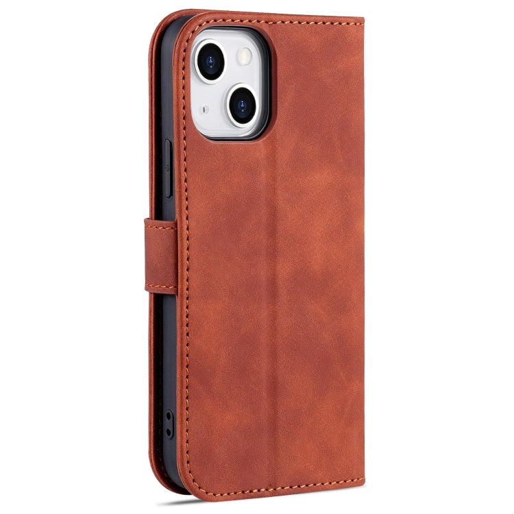 For iPhone 13 AZNS Skin Feel Calf Texture Horizontal Flip Leather Case with Card Slots & Holder & Wallet(Brown) - HoMEdemic™ 