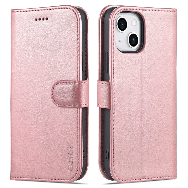 For iPhone 13 AZNS Skin Feel Calf Texture Horizontal Flip Leather Case with Card Slots & Holder & Wallet(Rose Gold) - HoMEdemic™ 