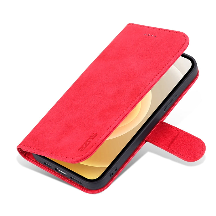 For iPhone 13 AZNS Skin Feel Calf Texture Horizontal Flip Leather Case with Card Slots & Holder & Wallet(Red) - HoMEdemic™ 