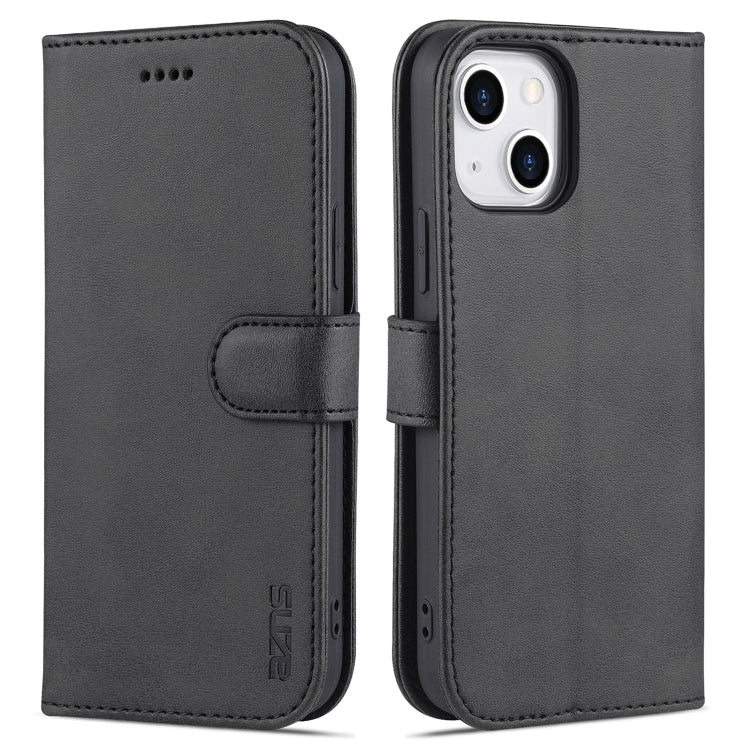 For iPhone 13 AZNS Skin Feel Calf Texture Horizontal Flip Leather Case with Card Slots & Holder & Wallet(Black) - HoMEdemic™ 