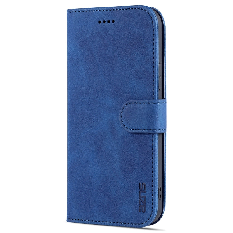 For iPhone 13 AZNS Skin Feel Calf Texture Horizontal Flip Leather Case with Card Slots & Holder & Wallet(Blue) - HoMEdemic™ 