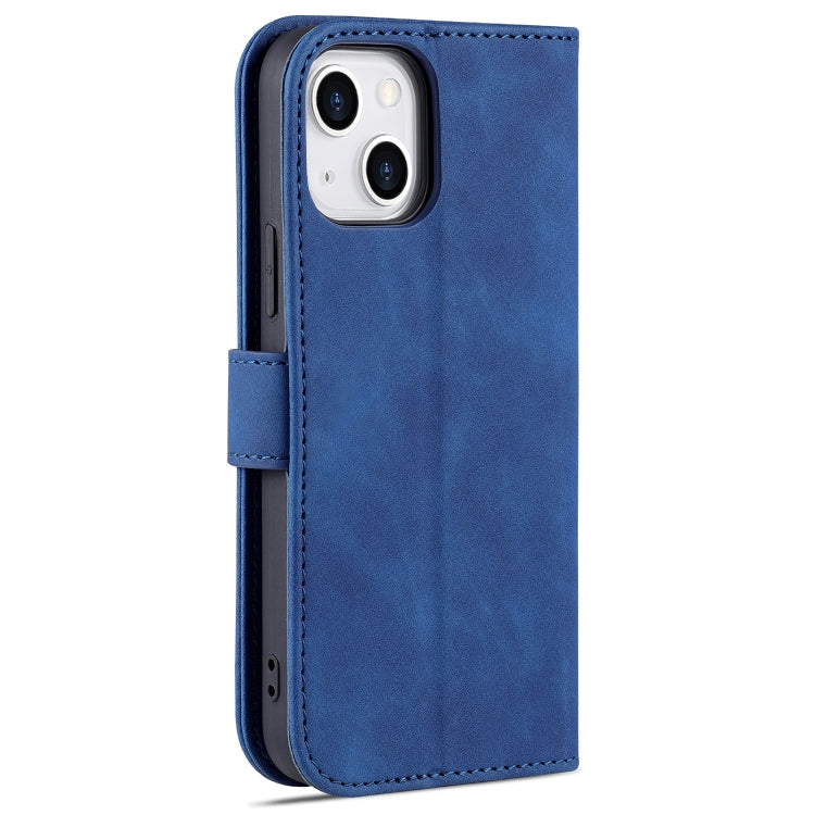 For iPhone 13 AZNS Skin Feel Calf Texture Horizontal Flip Leather Case with Card Slots & Holder & Wallet(Blue) - HoMEdemic™ 