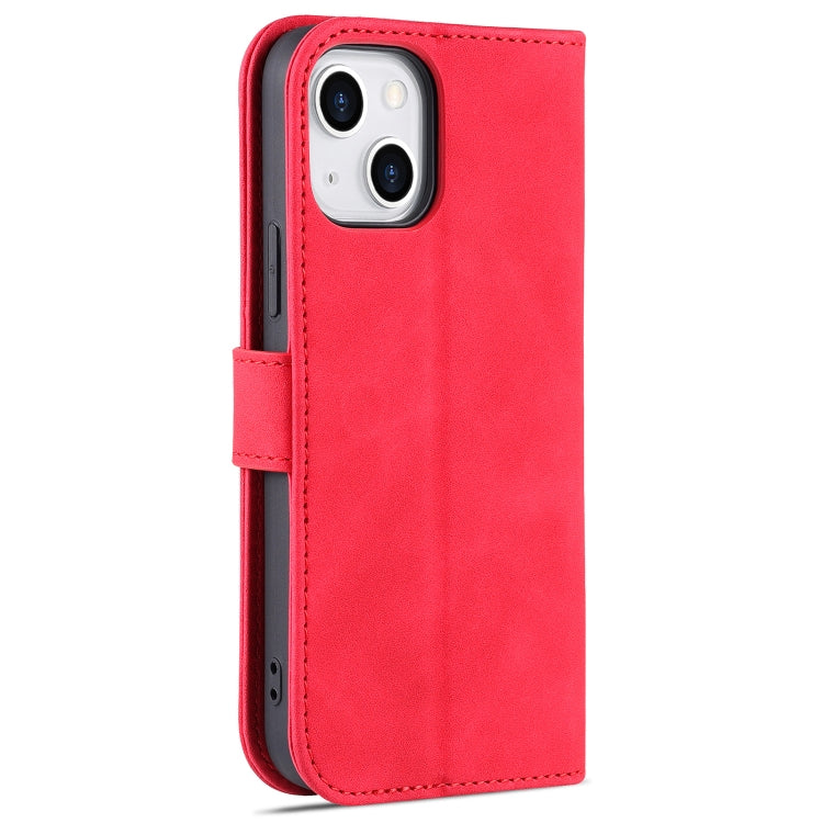 For iPhone 13 mini AZNS Skin Feel Calf Texture Horizontal Flip Leather Case with Card Slots & Holder & Wallet (Red) - HoMEdemic™ 