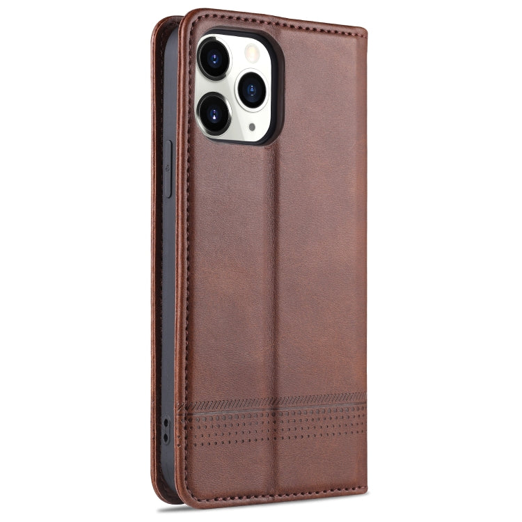For iPhone 13 AZNS Magnetic Calf Texture Horizontal Flip Leather Case with Card Slots & Holder & Wallet(Dark Brown) - HoMEdemic™ 