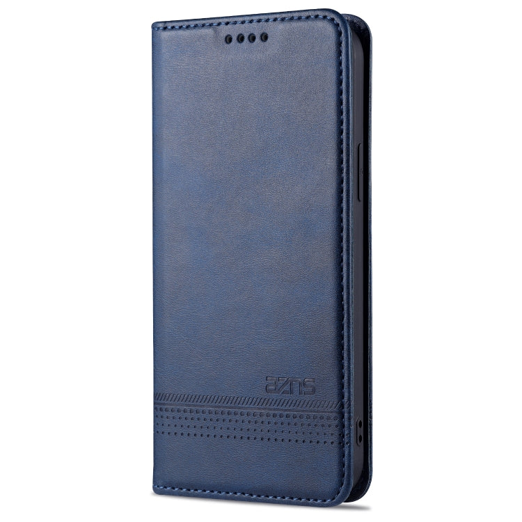 For iPhone 13 AZNS Magnetic Calf Texture Horizontal Flip Leather Case with Card Slots & Holder & Wallet(Dark Blue) - HoMEdemic™ 