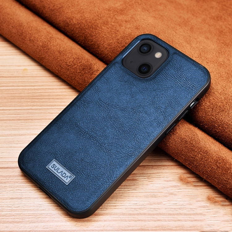 For iPhone 13 mini SULADA Shockproof TPU + Handmade Leather Protective Case (Blue) - HoMEdemic™ 