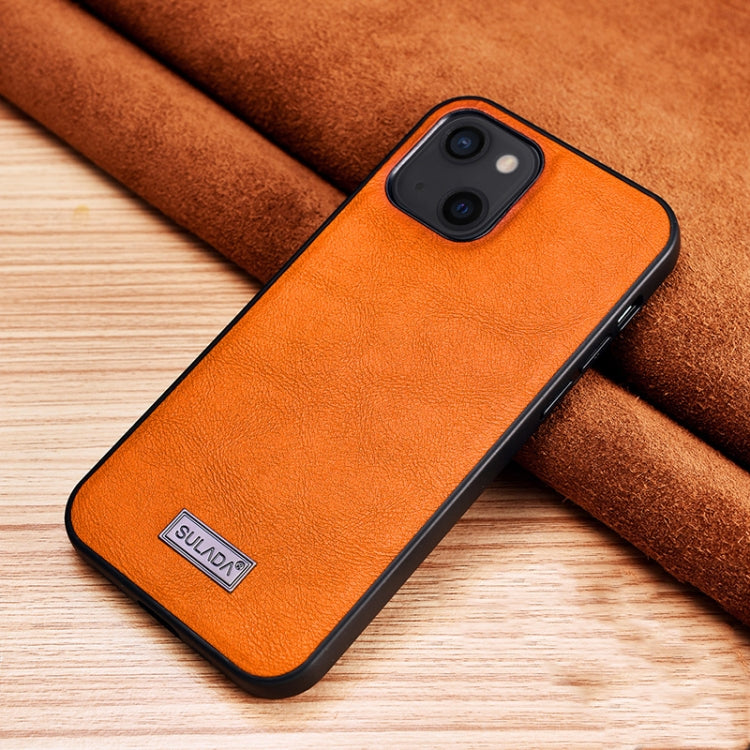 For iPhone 13 mini SULADA Shockproof TPU + Handmade Leather Protective Case (Orange) - HoMEdemic™ 