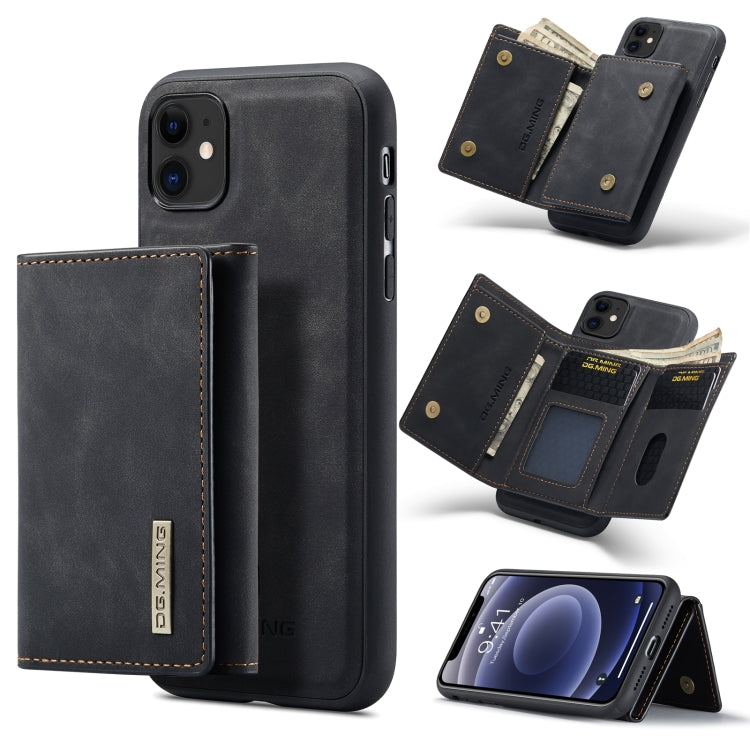DG.MING M1 Series 3-Fold Multi Card Wallet  Back Cover Shockproof Case with Holder Function For iPhone 11(Black) - HoMEdemic™ 