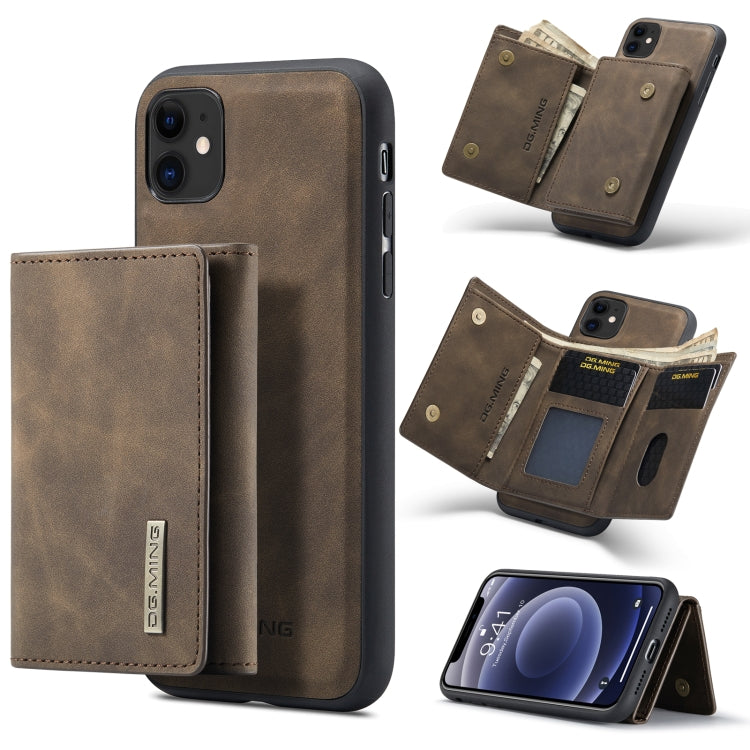 DG.MING M1 Series 3-Fold Multi Card Wallet  Back Cover Shockproof Case with Holder Function For iPhone 11(Coffee) - HoMEdemic™ 