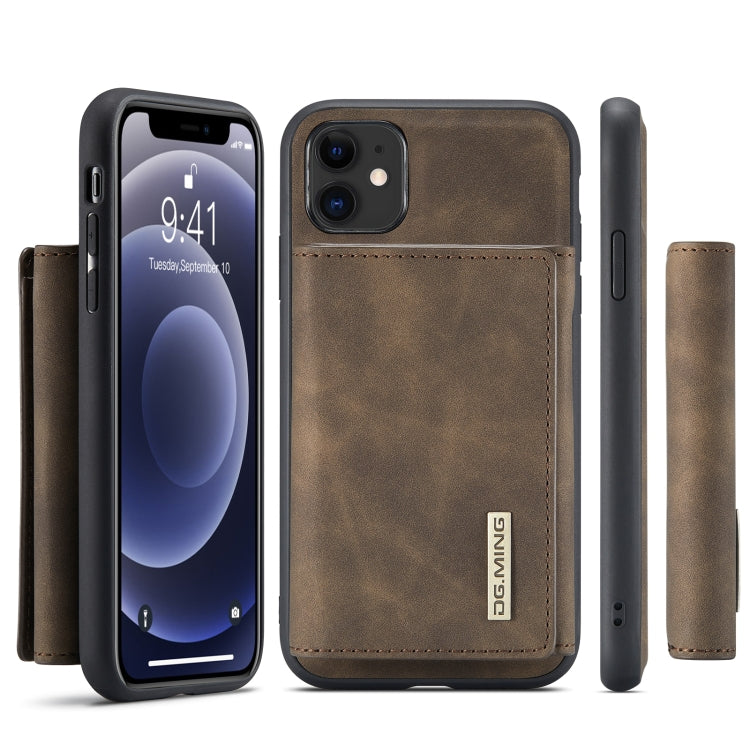 DG.MING M1 Series 3-Fold Multi Card Wallet  Back Cover Shockproof Case with Holder Function For iPhone 11(Coffee) - HoMEdemic™ 