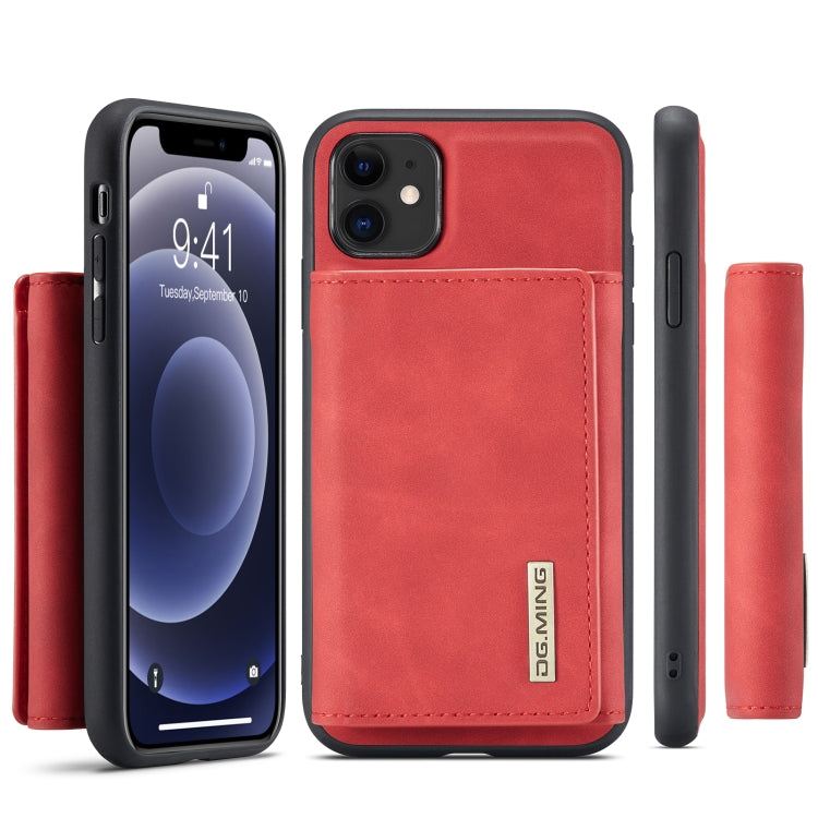 DG.MING M1 Series 3-Fold Multi Card Wallet  Back Cover Shockproof Case with Holder Function For iPhone 11(Red) - HoMEdemic™ 