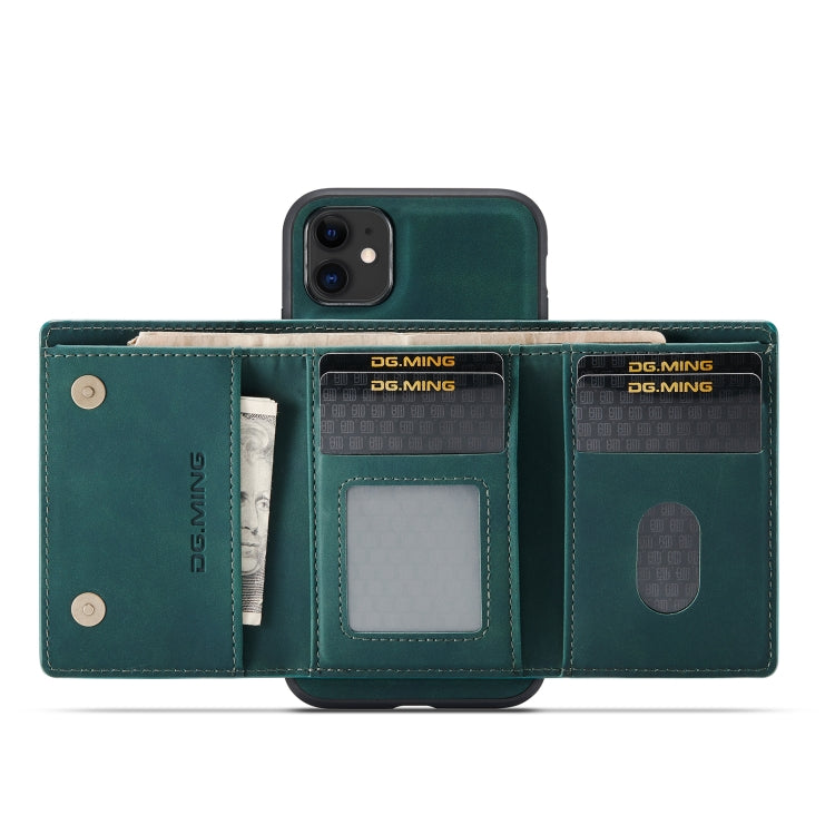 DG.MING M1 Series 3-Fold Multi Card Wallet  Back Cover Shockproof Case with Holder Function For iPhone 11(Green) - HoMEdemic™ 
