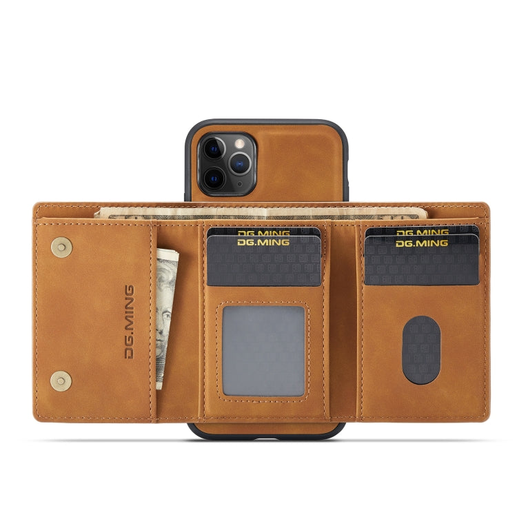 DG.MING M1 Series 3-Fold Multi Card Wallet  Back Cover Shockproof Case with Holder Function For iPhone 11 Pro Max(Brown) - HoMEdemic™ 