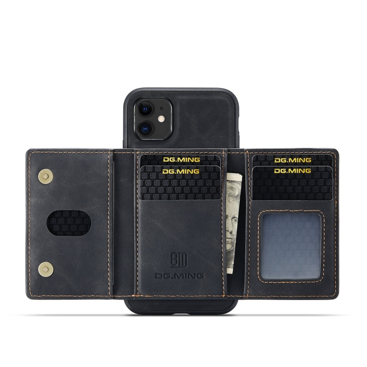DG.MING M2 Series 3-Fold Multi Card Bag Back Cover Shockproof Case with Wallet & Holder Function For iPhone 11(Black) - HoMEdemic™ 