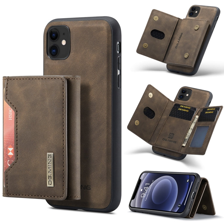 DG.MING M2 Series 3-Fold Multi Card Bag Back Cover Shockproof Case with Wallet & Holder Function For iPhone 11(Coffee) - HoMEdemic™ 